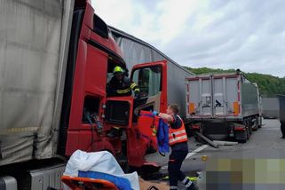 Střet čtyř kamionů omezil dálnici D1 na Benešovsku, vytvořily se kolony - Novinky